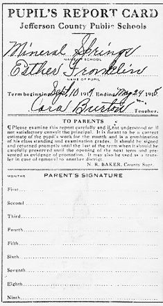 1917 Report Card
