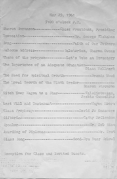Graduation program 1961 inside