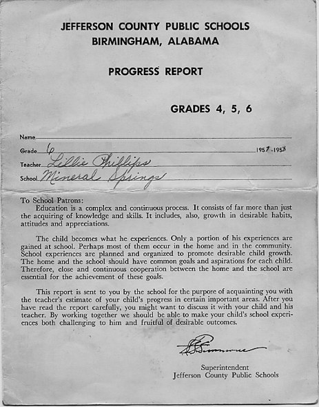 Report Card 6th Grade